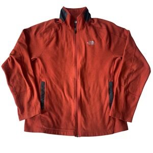 The North Face Mens Burnt Orange Full Zip Fleece Jacket Mock Neck Large
